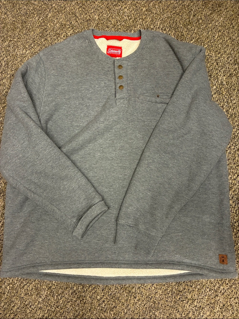 Coleman Men's Heather Gray Crewneck Henley Sweater with Button Placket